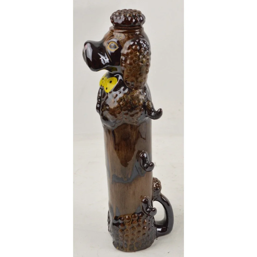 Vintage Pacific Japan Ceramic Poodle Liquor Decanter Hand Painted Cork Stopper